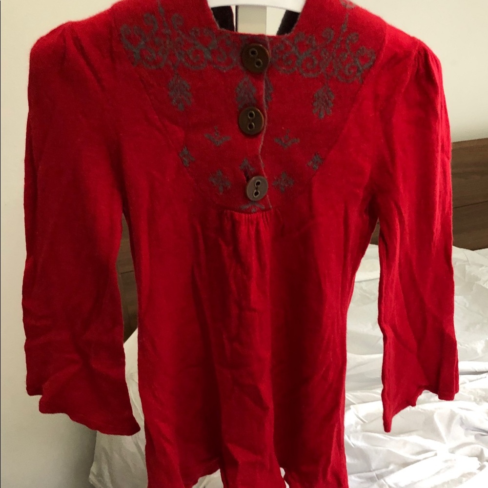 Moth hooded red wool sweater